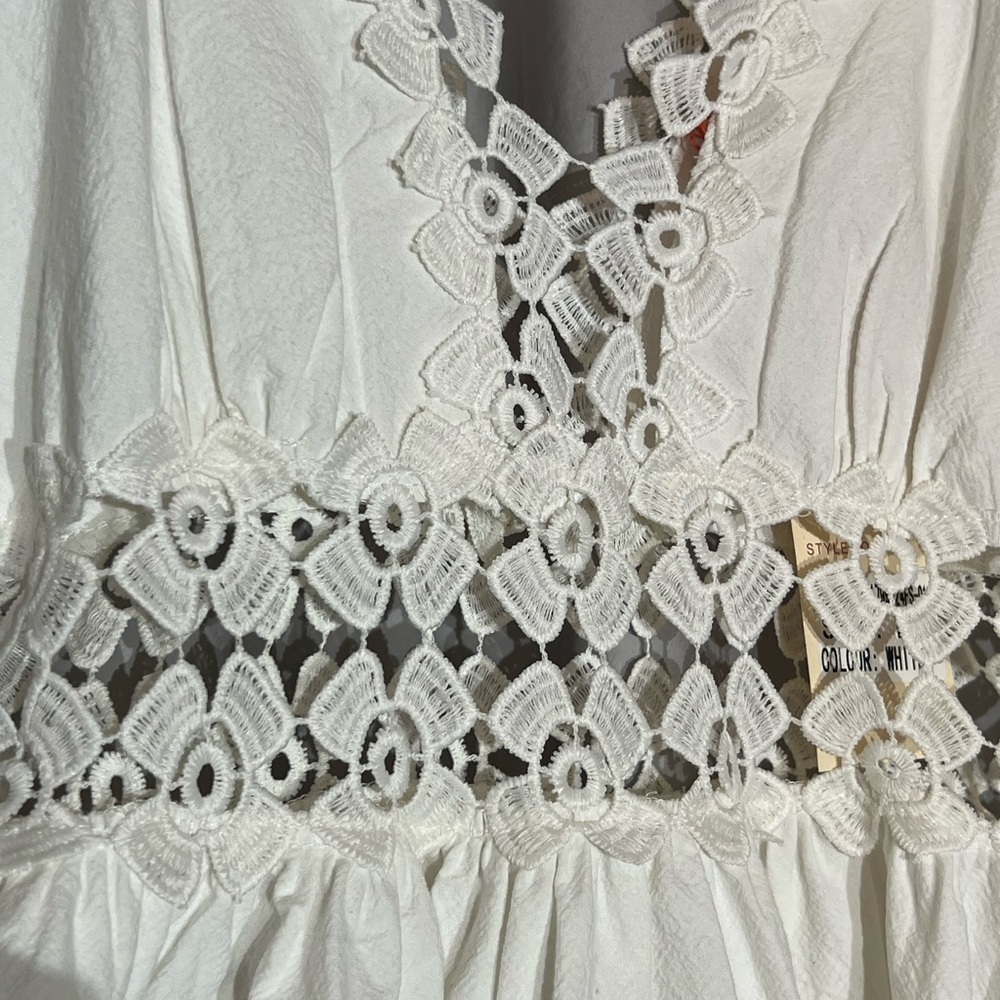 RAGA Anthropology White Lace-Trim Mini Dress - Picture 5 of 8